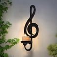 thumbnail image 3 of Candelabro de pared vintage con nota musical negra, portavelas con símbolo musical, decoración de pared para sala de estar, comedor y pasillo., 3 of 8
