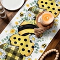 thumbnail image 3 of Summer Bee Love Table Runner - 48 Inch Long Daisy Floral Eucalyptus Leaves Rustic Cotton and Linen Blended Dress Scarves Farmhouse Table Runner for Kitchen Dining, Coffee Table, 13" x 48", 3 of 8