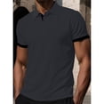 thumbnail image 2 of LTTVQM Mens Polo Shirts Short Sleeve 2026 Summer Casual Golf Shirts Collared Textured Slim Fit Button Men's Polo T Shirts Dark Gray 3XL, 2 of 5