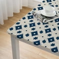thumbnail image 4 of HAOXIT  Deluxe Elastic Edged Flannel Backed Vinyl Fitted Table Cover - Fashion Diamond - Fits Square Tables white, 4 of 7