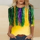 thumbnail image 1 of Tejiojio 3/4 Length Sleeve Women Tops Carnival Crew Neck Dressy Loose Fit Blouses Casual Summer T Shirts, 1 of 5