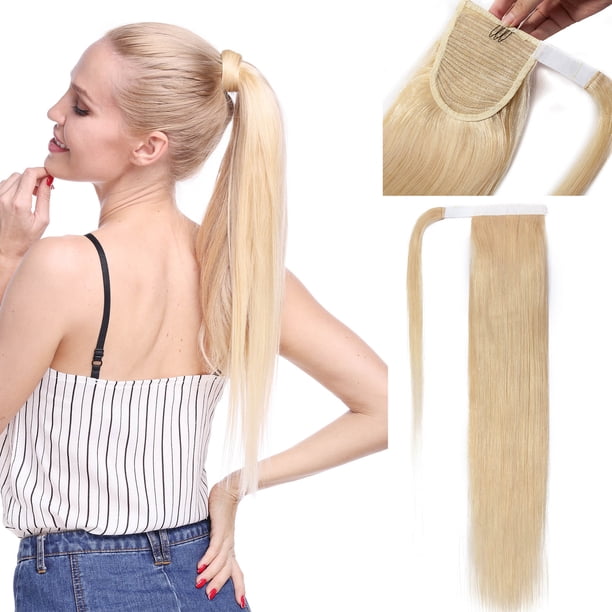 S noilite Wrap Around On Human Hair Ponytail Extension Premium Long