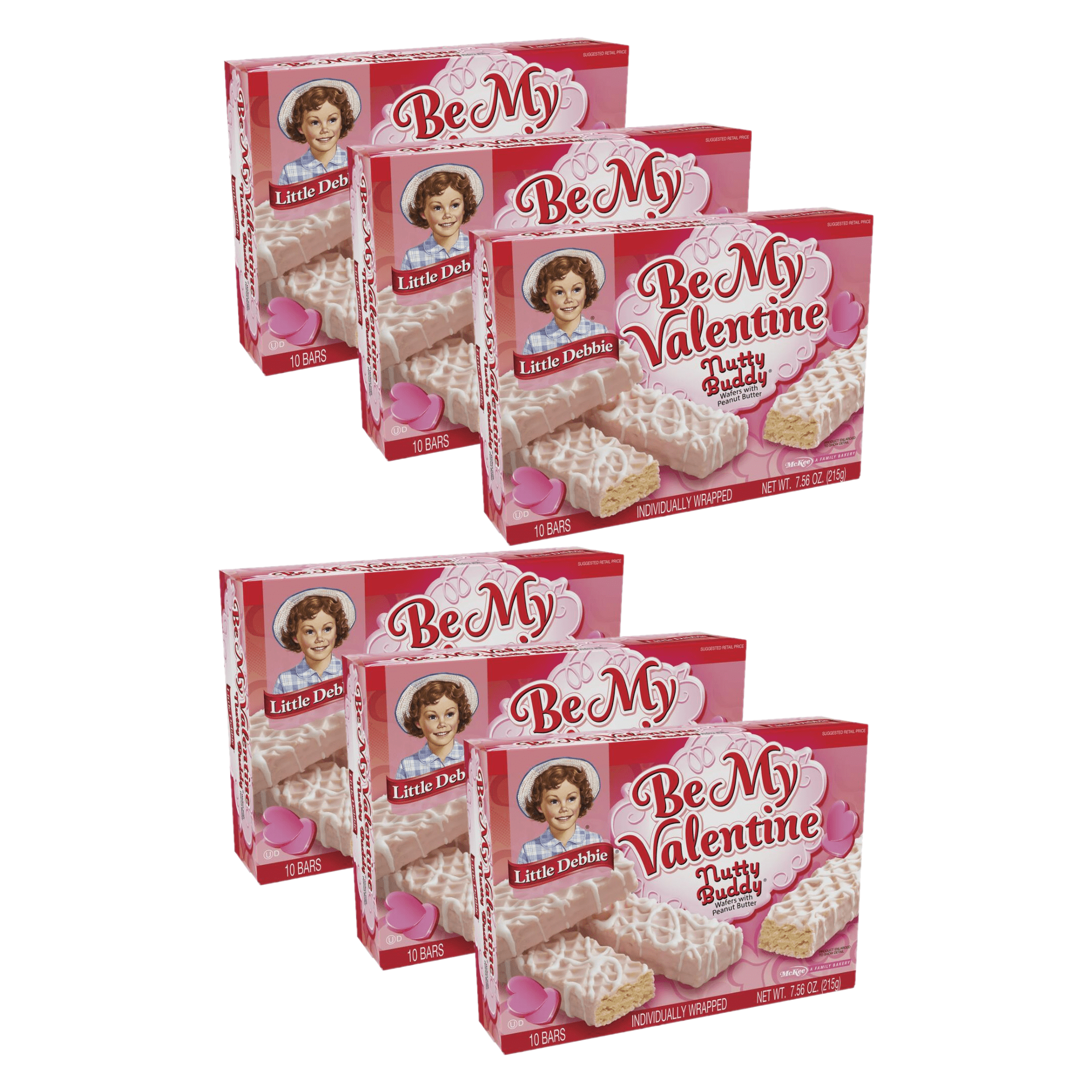 Little Debbie Be My Valentine Nutty Buddy Peanut Butter Wafers, 6 Boxes