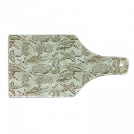 

Beige Cutting Board Exotic Marine Animals in Retro Style Illustration Shells Starfish Seahorse Contemporary Tempered Glass Cutting and Serving Board Wine Bottle Shape Beige by Ambesonne