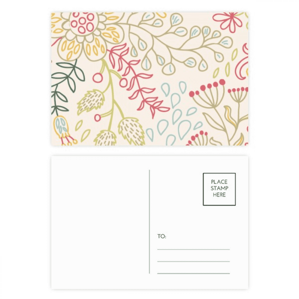 line flower paint postcard set birthday mailing thanks greeting card