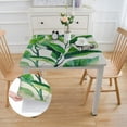 thumbnail image 2 of HAOXIT  Spring Summer Tablecloths for Rectangle Tables, Waterproof Stain Resistant Polyester Fabric Table Cover Green Leaves Pattern Table Cloth for Dinner Party Picnic Camping 46*46, 2 of 7