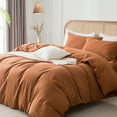 thumbnail image 5 of ZOVAN Duvet Cover Set 100% Washed Cotton Super Soft Breathable Durable (Caramel Pumpkin, Full), 5 of 7