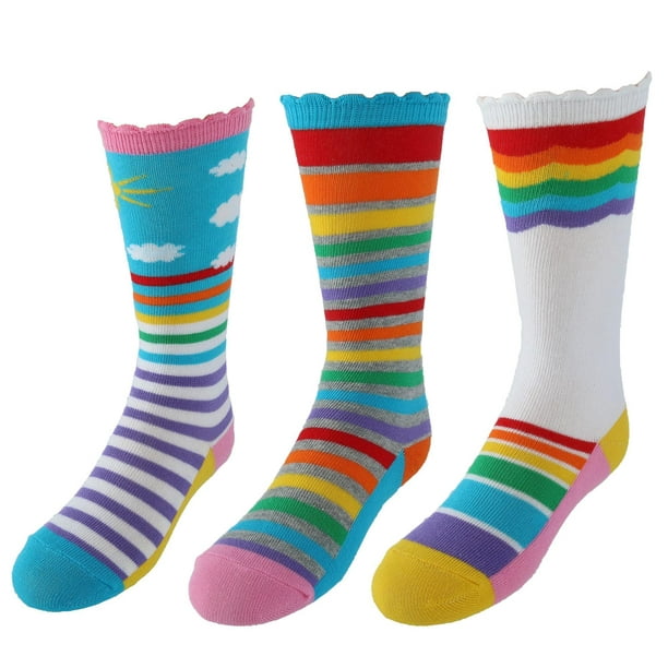 Jefferies Socks Girl's Rainbow Striped Knee High Socks (3 Pair