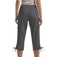 thumbnail image 5 of ClodeEU Women's Bow Leg Drawstring Cargo Capri Pants ,Casual Outdoor Hiking Pants with Pockets Gray,Womens Plus M, 5 of 5