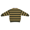 thumbnail image 4 of Ceisia Men's Vintage Waffle Knit Polo Sweater | Loose Drop-Shoulder Color Block Striped Long Sleeve Pullover Gifts, 4 of 5