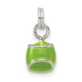 thumbnail image 4 of 925 Sterling Silver Polished Green Enameled Tennis Ball Charm 15x8mm Wide Pendant Necklace for Women, 4 of 5