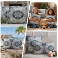 thumbnail image 5 of Vintage Boho Floral Outdoor Waterproof Pillow Covers, Retro Nationcal Flower Blue Decorative Square Throw Pillowcase Sofa Cushion Sham for Patio/Couch/Chair, 20"x20" 2 Pack, 5 of 8