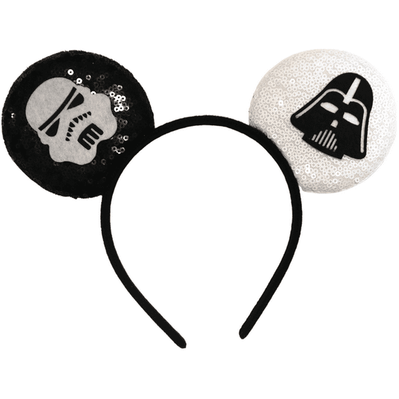 Mickey Minnie Ears Headband, Black Silver Mickey ears no bow diy Minnie, Ears for boy, Bulk Mickey Ears (Storm Trooper/Darth Vader)
