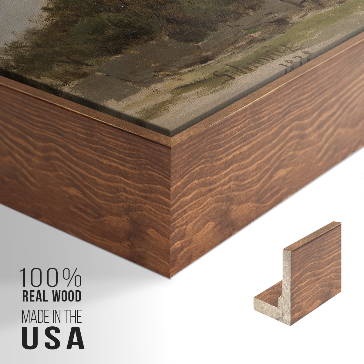 Vintage Landscape-CCXXX By Wexford Home Framed in Walnut Wood Gallery Wrapped Canvas 25 in. x 37 in.