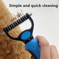 thumbnail image 6 of Pet Pro Grooming Tool, 2-in-1 Deshedding Dog Brush with 9/17 Teeth Undercoat Rake for Dogs & Cats, Dual-Sided Stainless Steel Pet Comb for Long Hair & Thick Coats, Blue, Large, 6 of 8