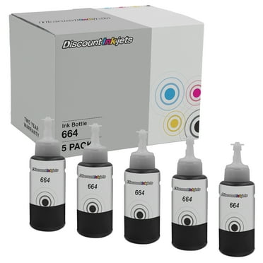 DI Compatible Ink Bottle Replacement for Epson 664 T664120 HY Black, 5-Pack Compatible with Epson ET-16500, ET-2500, ET-2550, ET-2600, ET-2650, ET-3600, ET-4500 Epson Expression: ET-2500, ET-2550