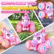 Carsky Unicorn Remote Control Car for Girls 3-8, Rechargeable RC Toy w/ Lights&Music, Indoor Outdoor Gift for Kids 3+