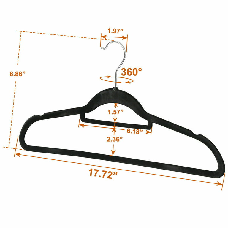100PCS Velvet Hangers Premium Non-Slip Flocked Clothes Hangers Suit/Shirt/Pants  