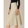 thumbnail image 3 of DARING DIVA Women's Vintage High Waist A Line Faux PU Leather Midi Skirts XS Apricot White, 3 of 6