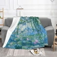 thumbnail image 2 of Monet Water Lilies Soft Blanket All Season Fuzzy Throw Warm Lightweight Blanket Flannel Blankets Fleece Throws for Bed Sofa Couch Travel Home Living Room Decor 60"x50", 2 of 8