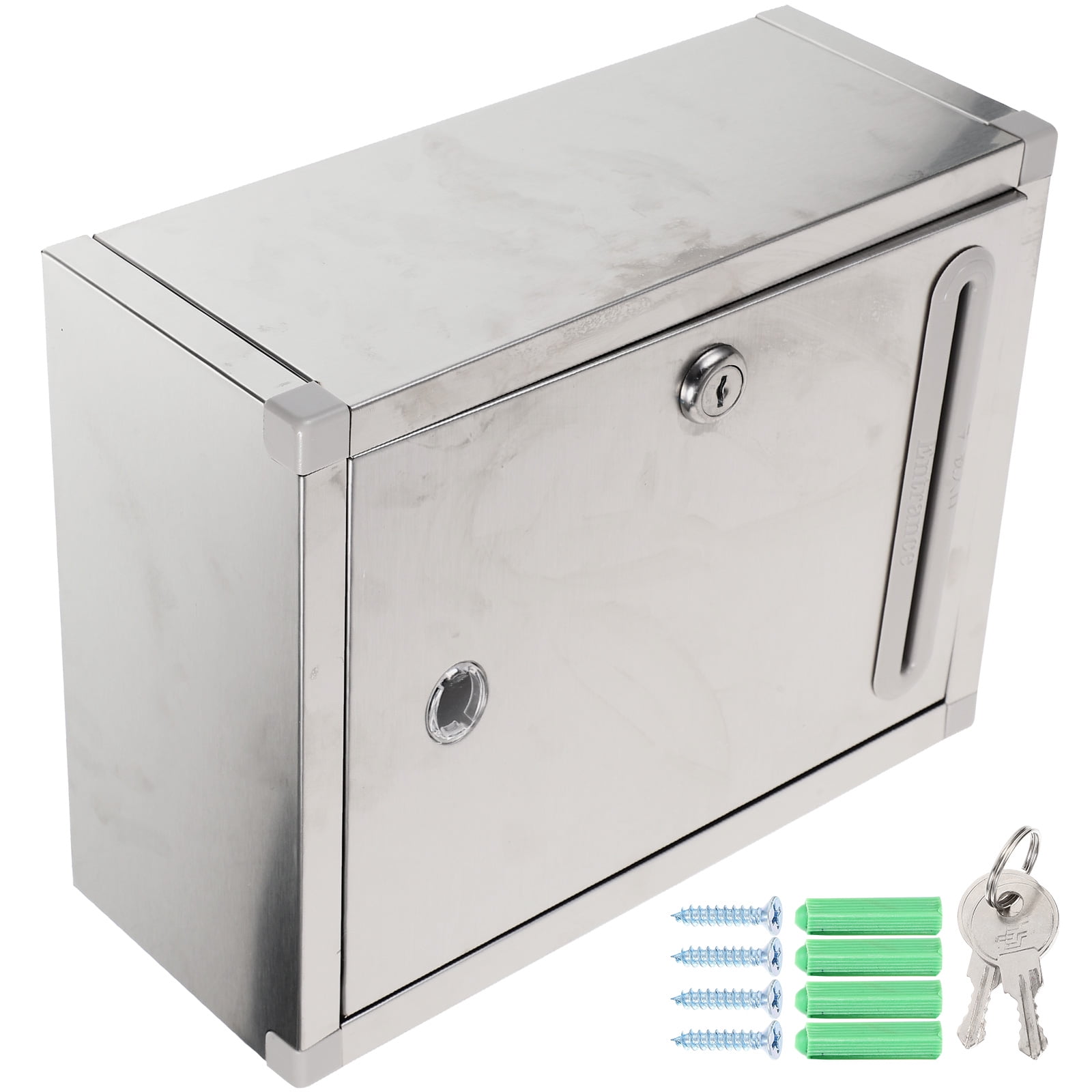 GOOHOCHY Silver Stainless Steel Wall Mount Letter Box Creative Mailbox Outdoor Use Size 1pc