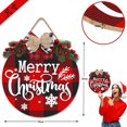 thumbnail image 2 of Placa de puerta de bienvenida de madera de Navidad americana, lazo de simulación de hoja, corona decorativa, anillo de puerta de Navidad, 2 of 6