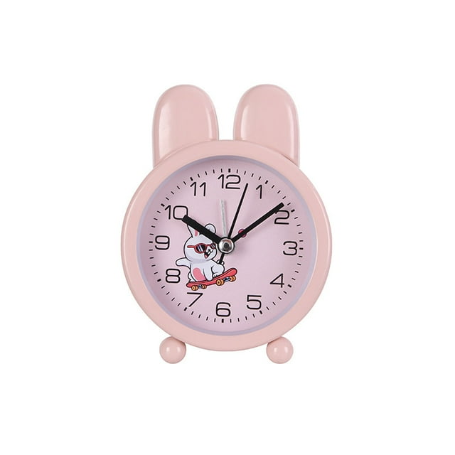 Reloj despertador lindo con forma de conejito rosa para niños