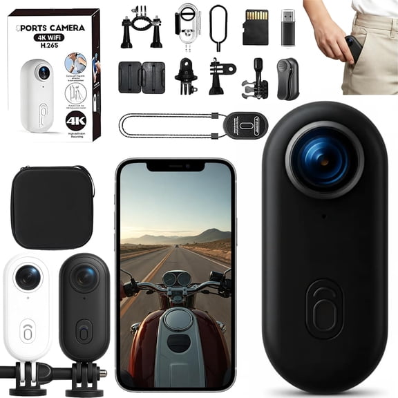 4K POV Record Pro 2.0, Camera for Motorcycle, POV Sports Camera Magnetic, 128G New Ultra Wide Hands-Free, Mount Anywhere, 2026 Compact POVs Cameras, Long Battery Life Fast Charging (Black, 128G)