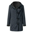 thumbnail image 4 of Women's Coat Reversible Sherpa Fuzzy Winter Puffer Jacket Blue, L, 4 of 5