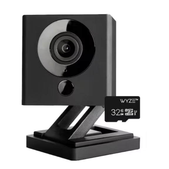 Restored Wyze 1080p Indoor Bullet Wi-Fi Smart Home Camera with 32 GB SD Card in Black (Refurbished)