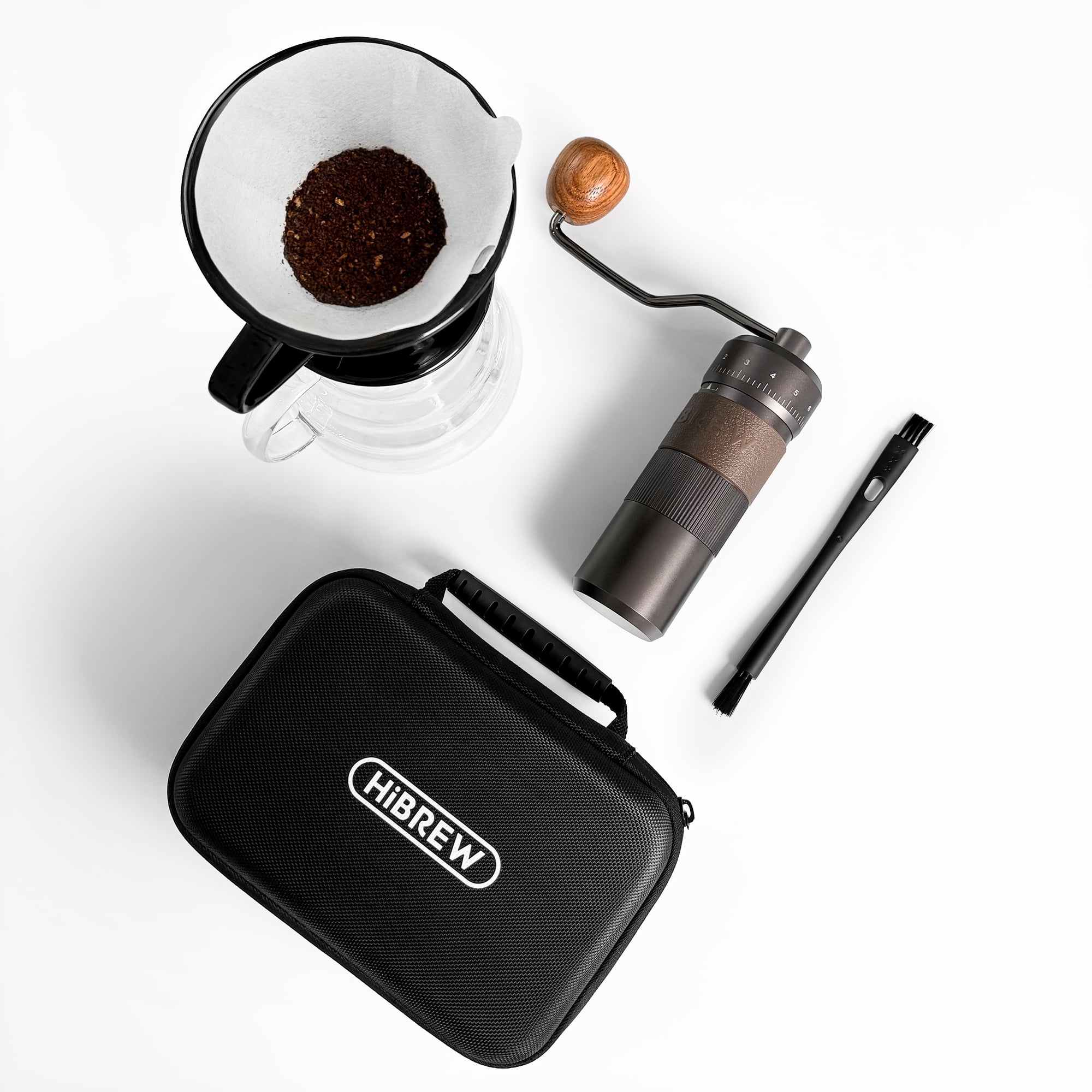 HiBREW G4B Manual Coffee Grinder Alluminum Alloy BodyConical Burr Capacity 22g Hand Coffee Grinder with 12 Levels