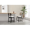 thumbnail image 3 of Dayalane 26" Rattan Back Counter Height Bar Stools Set of 2, Mid Century Wooden Kitchen Island Chairs with Footrest and Removable Cushion, Modern Barstools for Restaurant Bar, Black, 3 of 9