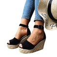 thumbnail image 3 of Womens Espadrilles Wedges Sandals Heels Open Toe Platform Buckle Ankle Strap Summer Dress Shoes, 3 of 9