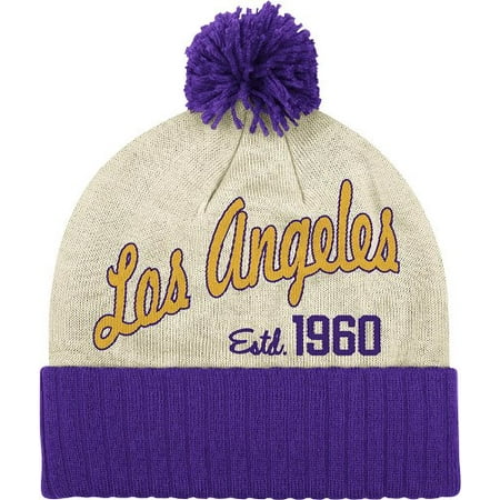 Los Angeles Lakers NBA Adidas Originals Throwback Retro Date Knit Hat w/ Pom