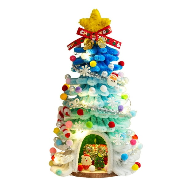 Decoraciones Del Árbol de Navidad 10 Pulgadas de Artesanía de Bricolaje Mini Árbol de Navidad de Resplandor, Árbol de Navidad de Mesa Pequeño con 20 Conos de Luz Led Y Decoraciones de Navidad Luces De