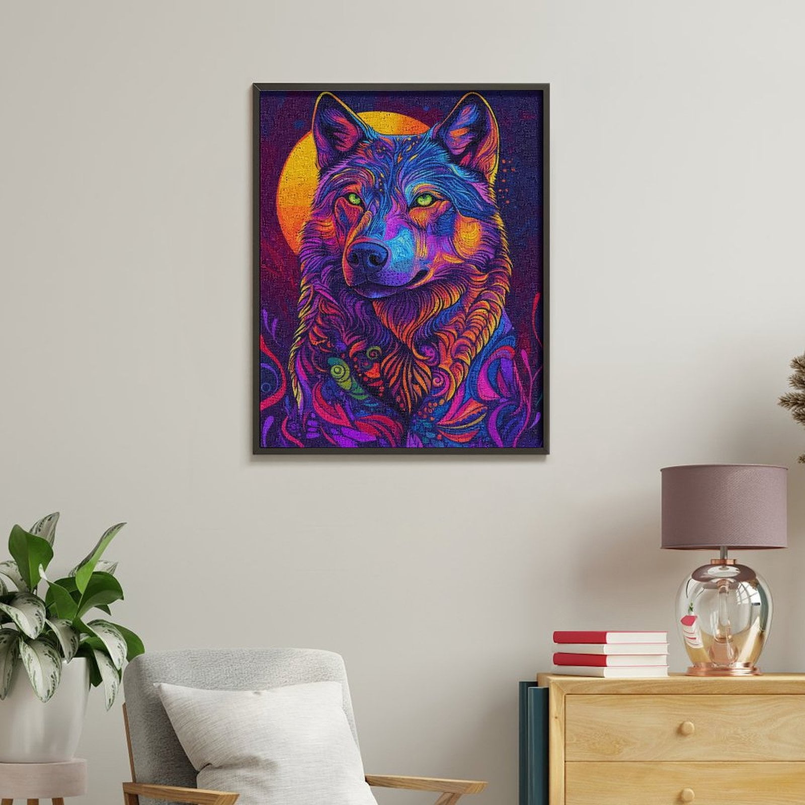 Paint By Numbers Kit for Adults Beginner - DIY Colorful Wolf Art Vibrant Sunset Canvas Painting Kits for Adults, Frameless Paint By Number for Adults for Home Wall Decor 16x20 Inch