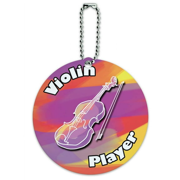 Violin Player Band Instrument String Round ID Card Luggage Tag