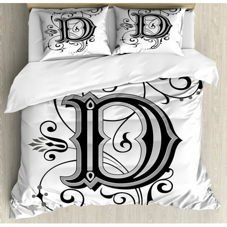 Letter D Duvet Cover Set Initial Letter From Medieval Scrolls