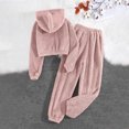 thumbnail image 4 of Awdenio Womens Pajamas Sets , Women' S Pajamas Set Fleece Pants Loose Hooded Plush Sleepwear 2 Piece Pjs Set Warm Loungewear, 4 of 4