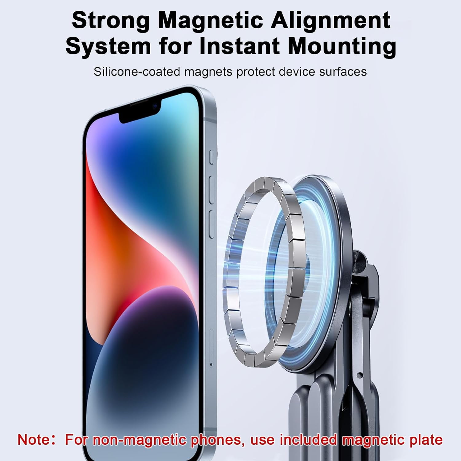 Foldable Laptop Stand for Desk, 3 in 1 Portable Holder for Laptop, Tablet & Phone with Magnetic Mount, Aluminum Alloy Holder with 8 Height Adjustment for 10–16" Laptops and 4–13" Phones/Tablets