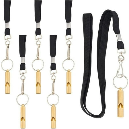 DIY 6 Pcs Bear Bells for Hikers Outdoor Survival Whistle Brass Double Frequency Whistles with Polyester Lanyards for Hiking Biking Fishing Rock Cimbing Mixed Color DIY