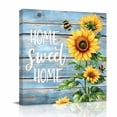 thumbnail image 2 of Canvas Wall Art Sweet Home Canvas Art Print Sunflower Vintage Rustic Lake Blue Stripe Wood Board Pictures Wall Decor for Living Room Bedroom Artwork Decorations Stretched Framed Ready to Hang 8"x8", 2 of 9