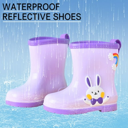 

Cathalem Tall Boots Girls Children Cute Cartoon Fashion Waterproof And Non Slip Rain Boots Rain Boots Soft Girl Dress Heels Purple 3.5 Years
