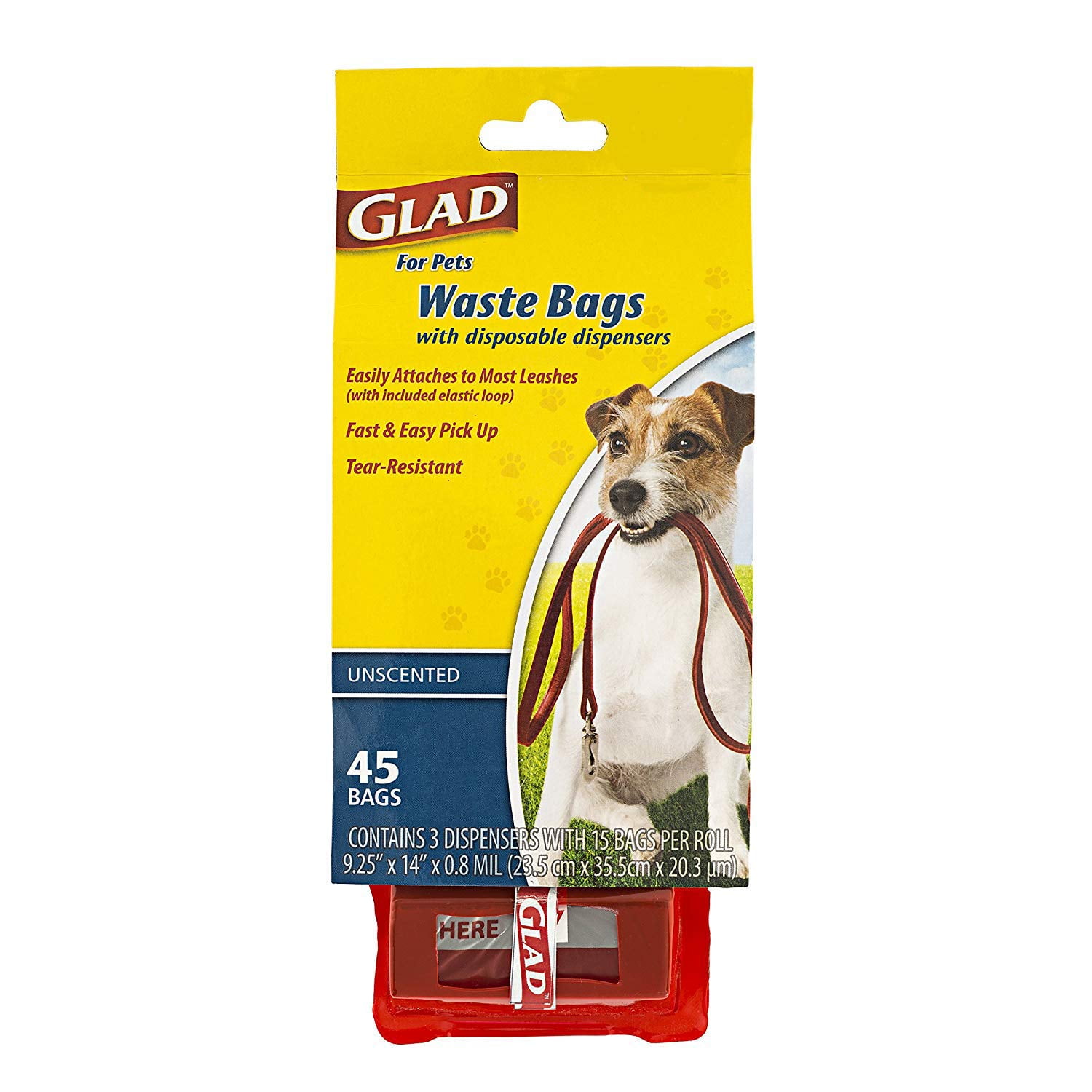 Gladâ ¢ for Pets Extra Large Unscented Dog Waste Bags with Disposable Dispenser Poop Bags For