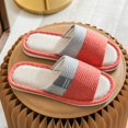 thumbnail image 5 of IEMIEMIEM Linen Slippers for Women Japanese Style Summer House Slippers Indoor Lightweight Open Toe Bathroom Slides Soft Sole Sandals for Home 6.5-7 wide, 5 of 6