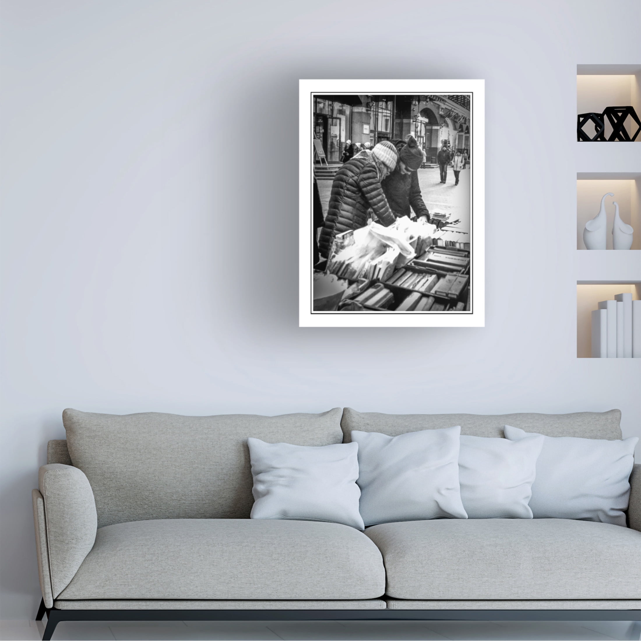 Canvas Wall Art - Yury A Melnikov 'Girls Buying Second Hand Books' Wall Art for Living Room, Bedroom, or Office Décor by Trademark Fine Art - 14 x 19 Inches