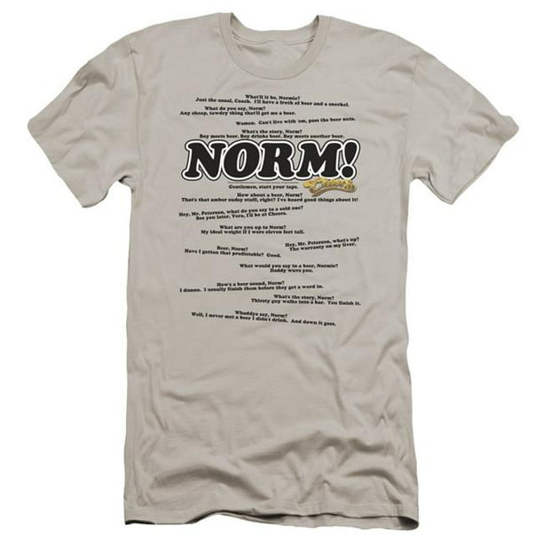 Trevco CBS181-PSF-4 Cheers & Normisms Adult Premium Canvas Slim Fit 30-1  HBO Short Sleeve T-Shirt, Silver - Extra Large