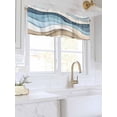 thumbnail image 3 of Valances for Windows Blue Beige Rod Pocket Cafe Window Treatments Valance Curtains for Kitchen Bathroom Laundry Basement Windows 42"x12", 3 of 9