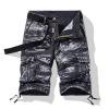 thumbnail image 1 of Wide Leg Pants Men Casual Solid Zipper Button Multi-Pocket Cropped Cargo Shorts Gray S, 1 of 3