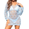 thumbnail image 1 of asddcavvf Cover Ups Hollowed Out Patchwork Beach Bikini Sunblock Plus Size Knitted Smock Woman, 1 of 1